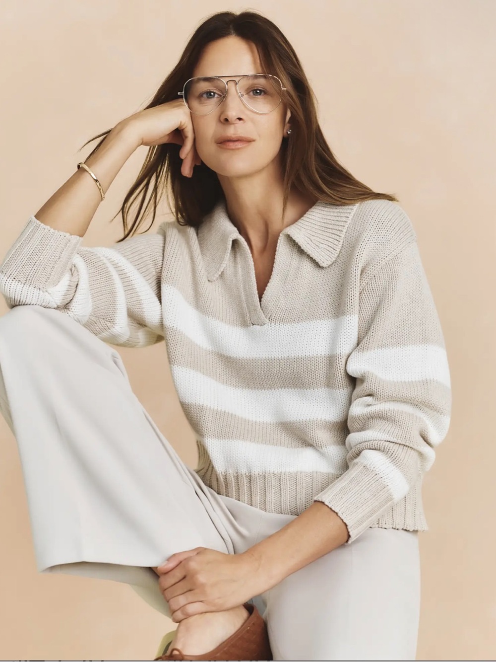 100% Organic Cropped Cotton Polo Sweater